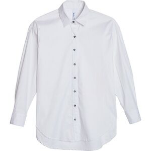 MOTHER Women’s Oxford Classic White Button-Down White Shirt High-Low Size L/XL